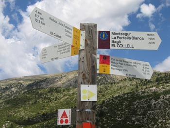 Cruïlla de camins, al Collell